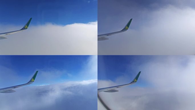 在飞机里拍摄穿过气流和云层