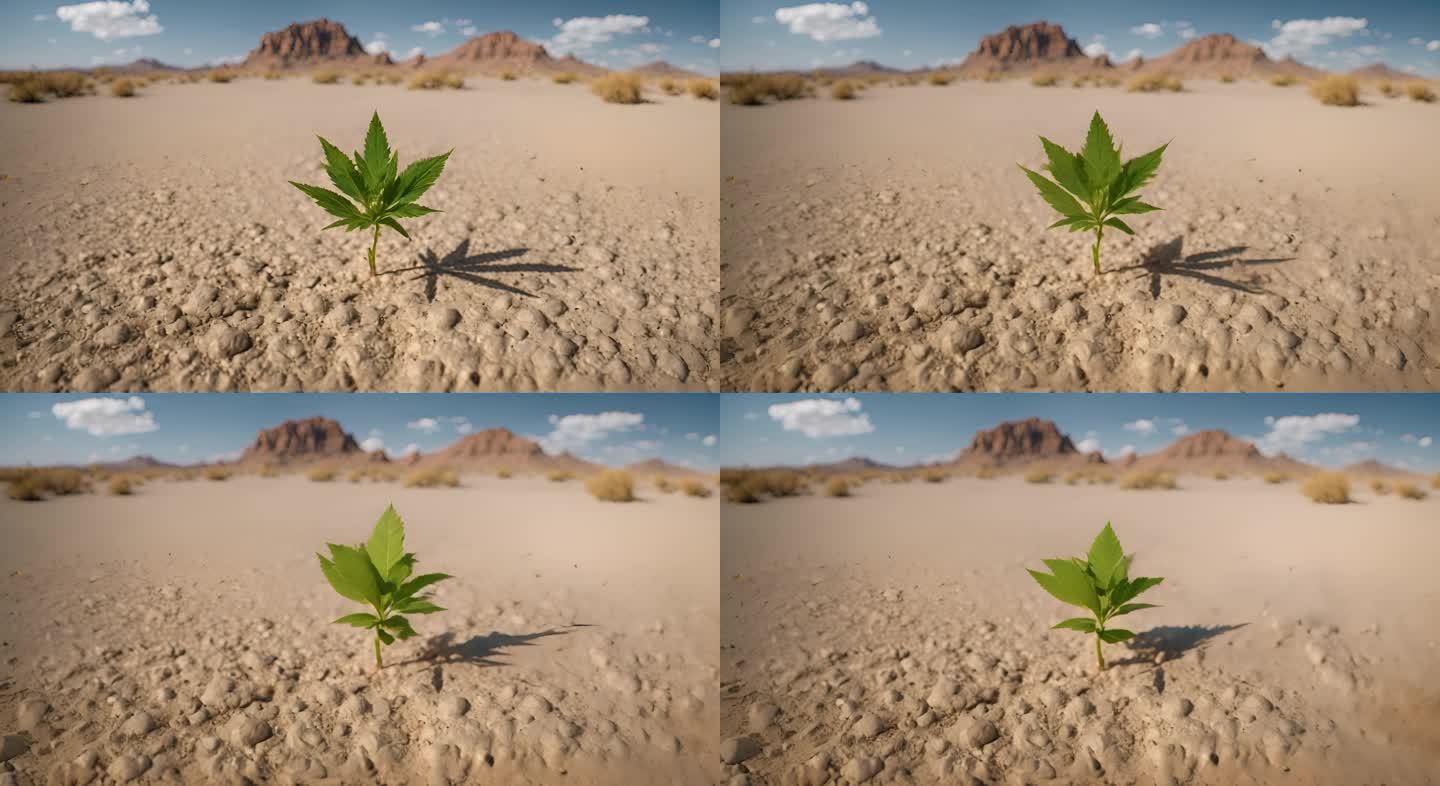 沙漠中生长的植被小草