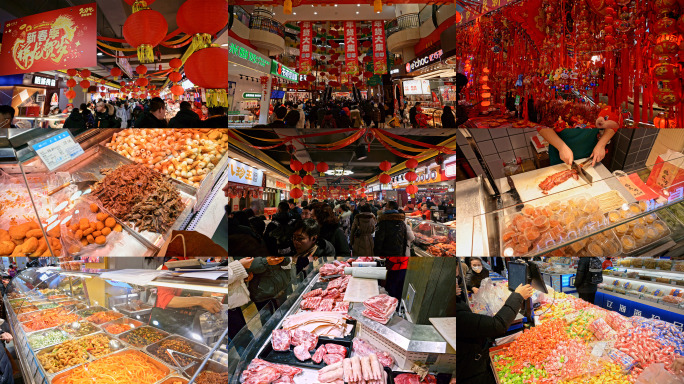 实拍4K 大连大商年货集市年货节