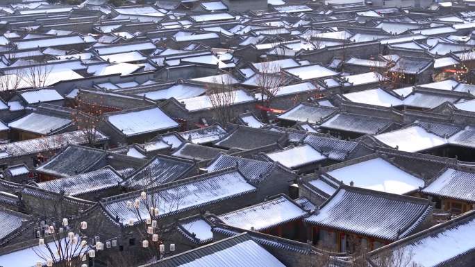 大同东南邑历史文化街区冬季雪景航拍