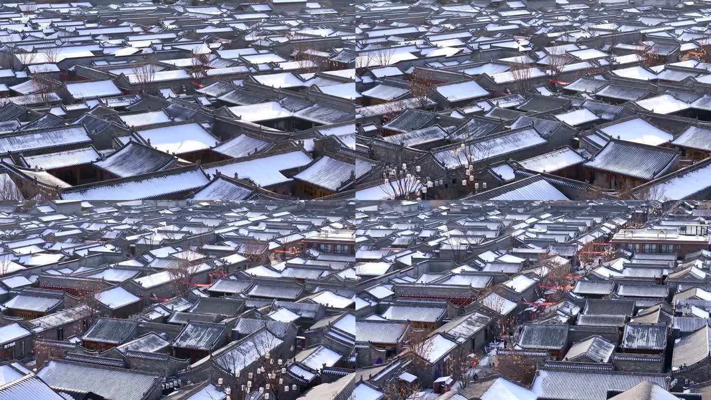 大同东南邑历史文化街区冬季雪景航拍