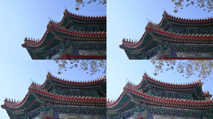 北京颐和园万寿山阳光下古建筑