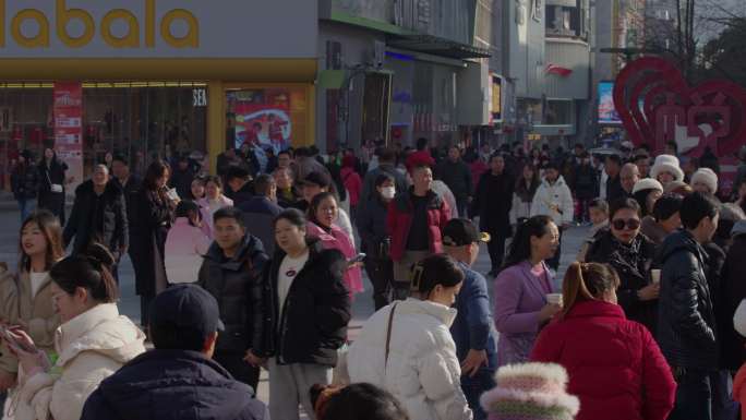 长沙步行街过年人流10