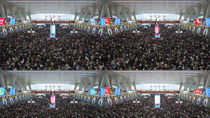 杭州东站春运海量人流延时摄影