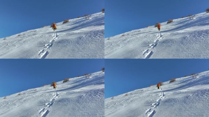 实拍登雪山画面