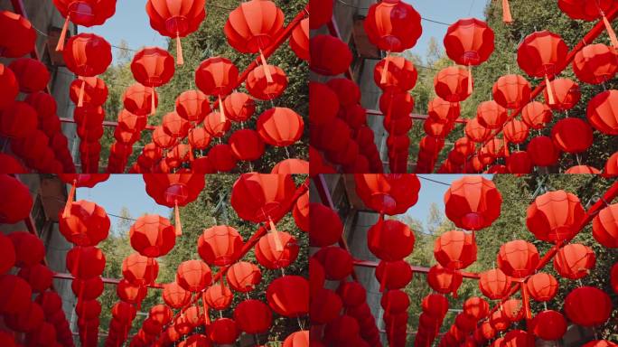 家门口灯笼红灯笼乡村农村过年春节新年氛围