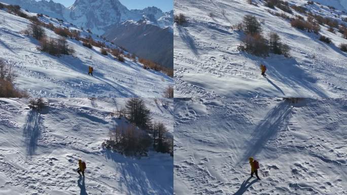 实拍登雪山画面