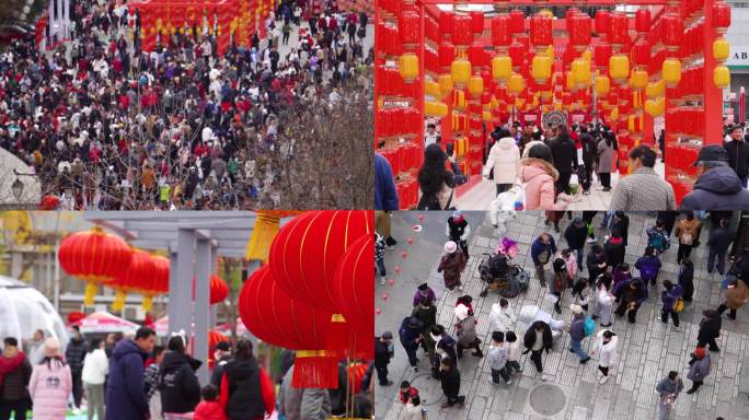 春节昆明步行街的游客人群