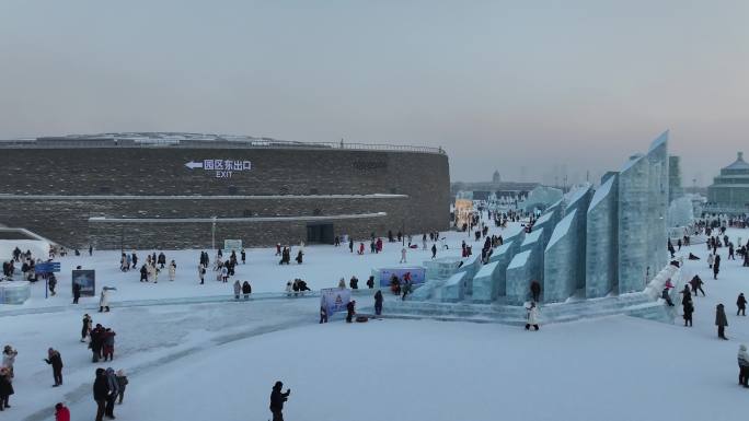 哈尔滨冰雪大世界日落