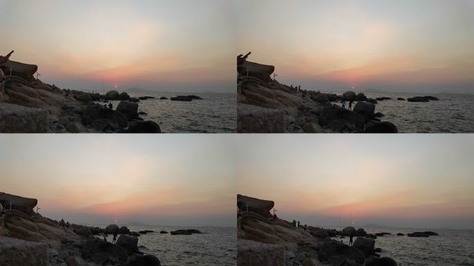 海边日落延时摄影