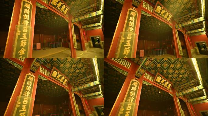 北京颐和园长廊游廊古建筑灯光夜景