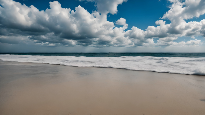 大海海边海滩蓝天白云沙滩海浪