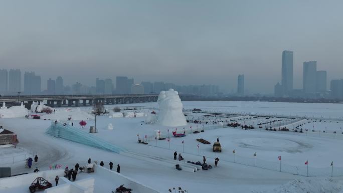 哈尔滨冰雪大世界日落