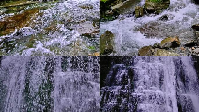 森林水自然溪水泉水溪流雨林升格慢动作合集