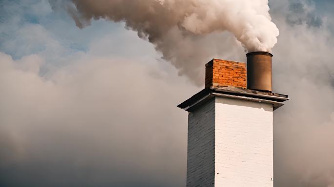 工厂烟囱白烟 污染生产
