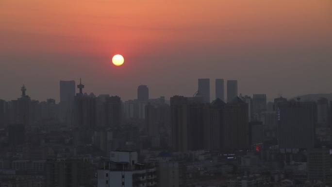 长沙万家丽广场日落延时