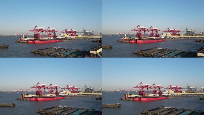 航拍长江港口码头