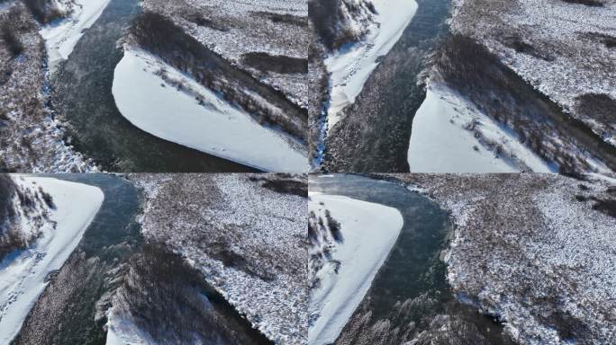 大兴安岭自然风光湿地初雪