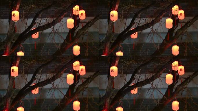灯笼新年春节城市年味街道挂灯笼龙年喜庆
