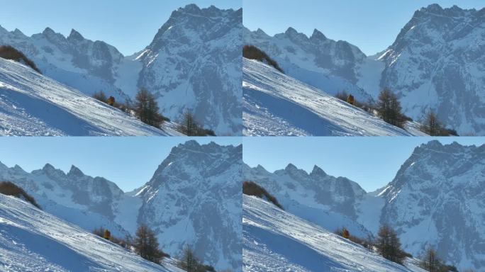 实拍登雪山画面