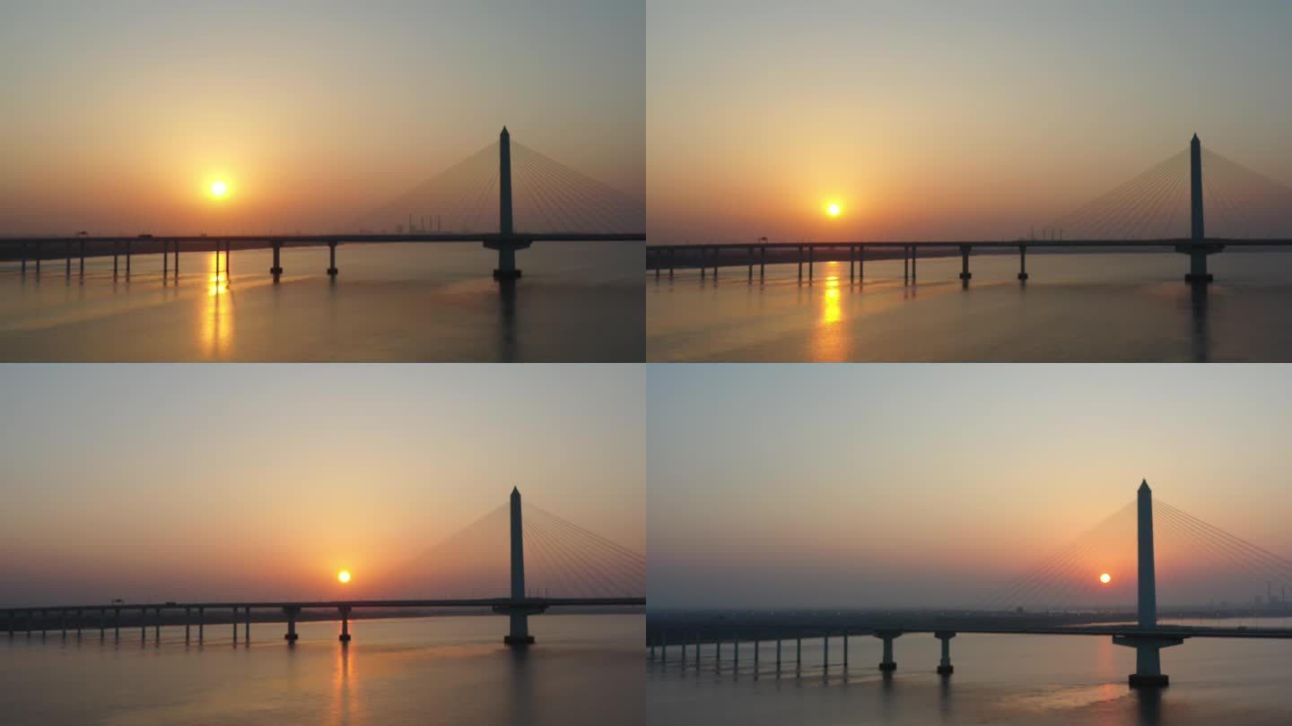 4K夕阳下的嘉绍大桥