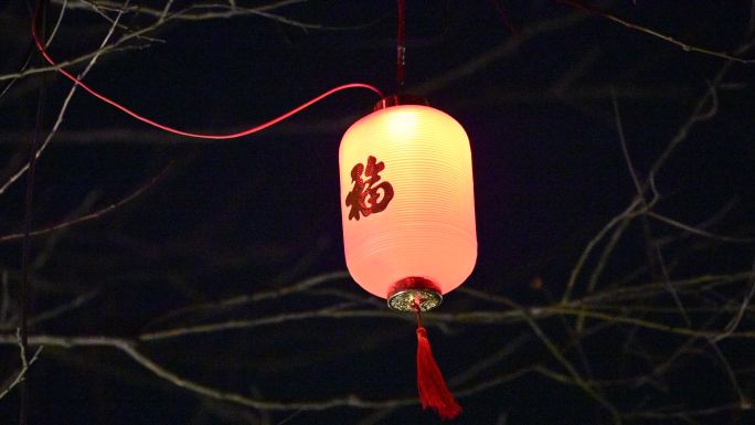 灯笼新年春节城市年味街道挂灯笼龙年喜庆