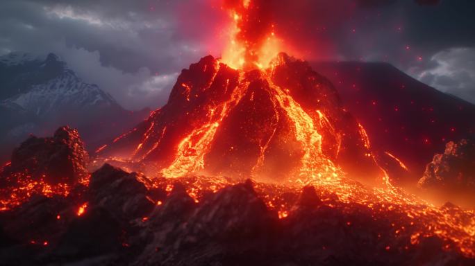 火山爆发岩浆喷火