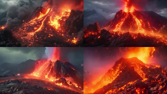 火山爆发岩浆喷火