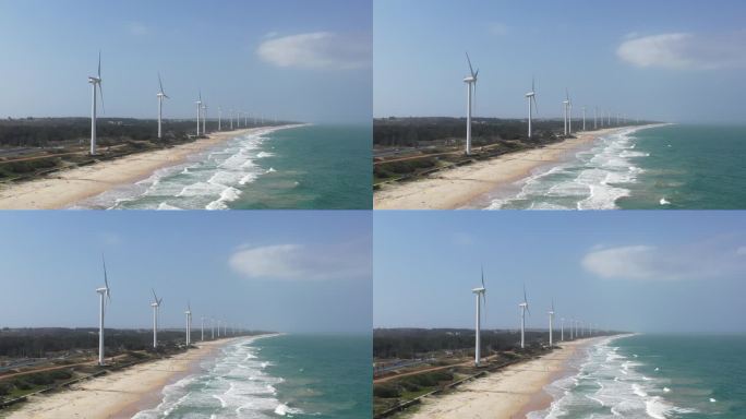 海岸边的风力发电机