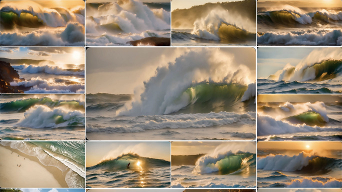 海浪 巨浪  海洋 沙滩 企业宣传片素材
