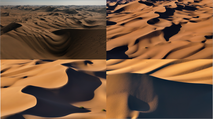 巴丹吉林沙漠航拍沙漠线条（4K原始素材）