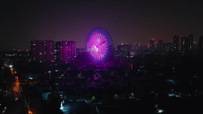 【4K】夜景摩天轮航拍