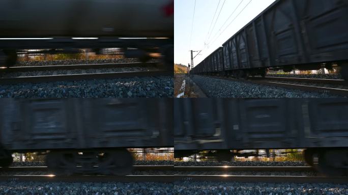 铁路火车穿梭疾驰在轨道上火车货车挂车