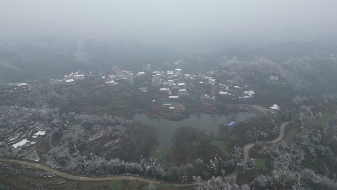 农村下雪视频素材