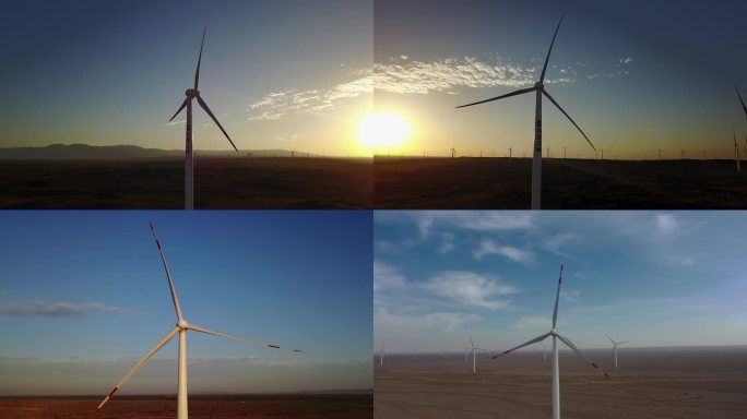 戈壁风电 风力发电(4K原始素材)