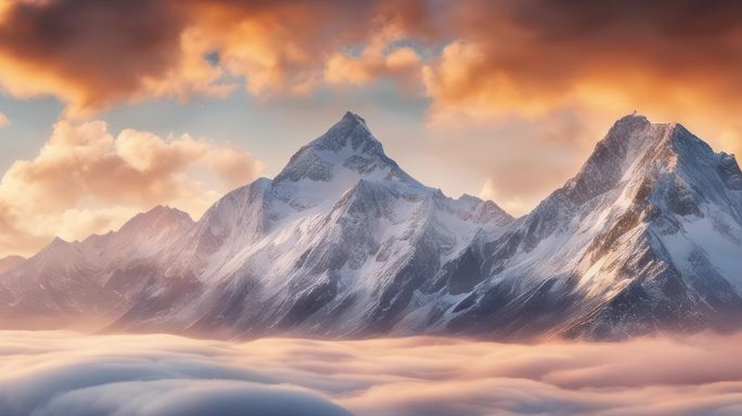 8K宽屏雪山山峰大山空间氛围背景板80