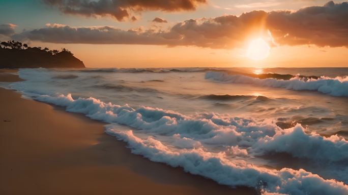 海边夕阳下日出海边