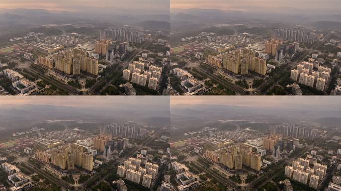 广西崇左城市建筑航拍延时摄影