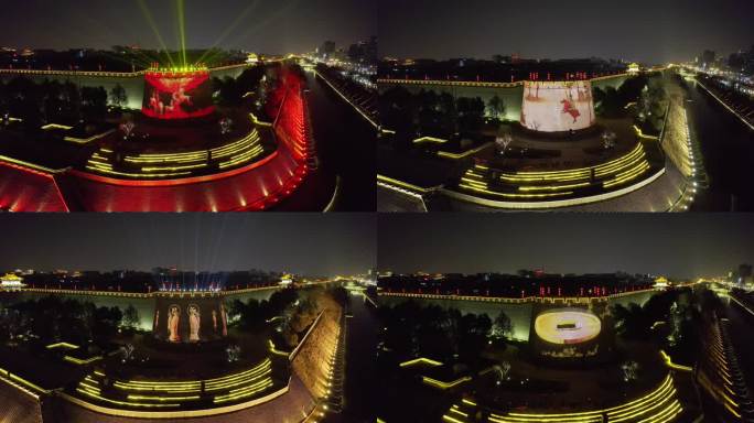西安城墙角楼3D投影灯光秀-无人机