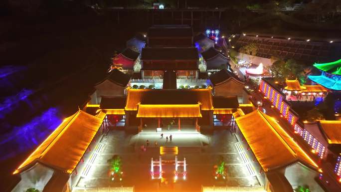 梧州明朝两广总督府夜景航拍视频素材