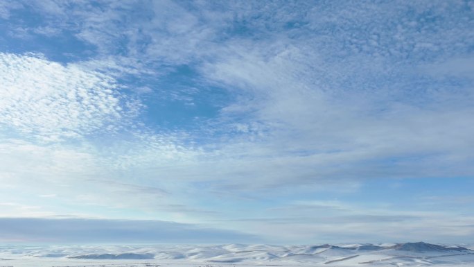 冬季雪景蓝天云彩延时