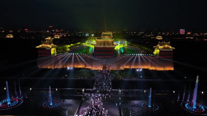 大同古城 音乐喷泉夜景