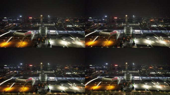 广东广州城市夜景灯光交通航拍