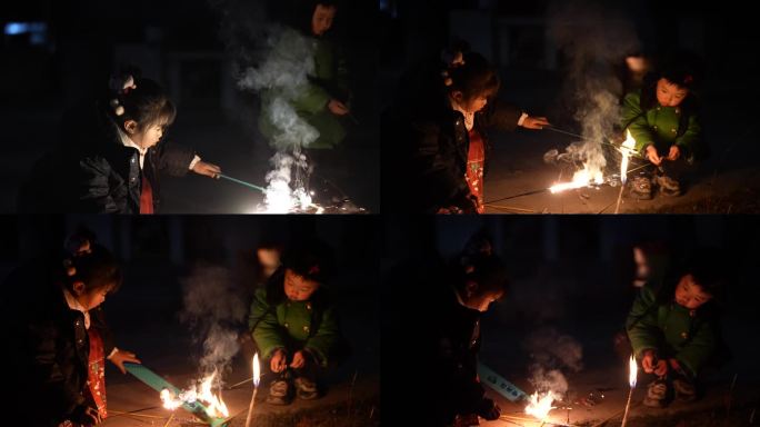 春节春联红灯笼烟花爆竹乡村新年