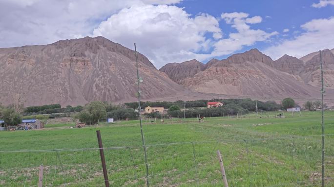 车窗外的风景 开车经过新疆的村庄