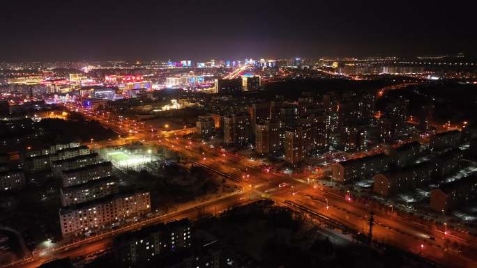 鄂尔多斯康巴什夜景城市夜景全景