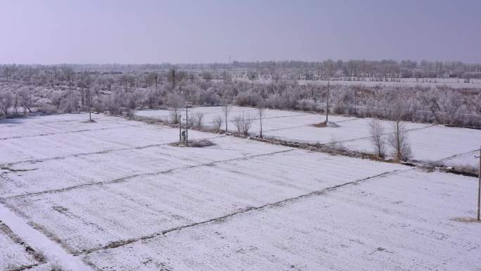 航拍农村田野雪景合集