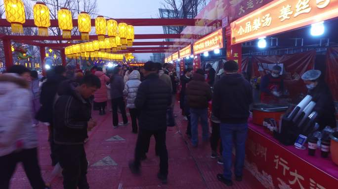 北京通州大运河文化广场春节氛围过年游人