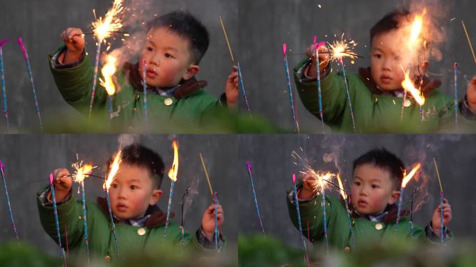 春节春联红灯笼烟花爆竹乡村新年