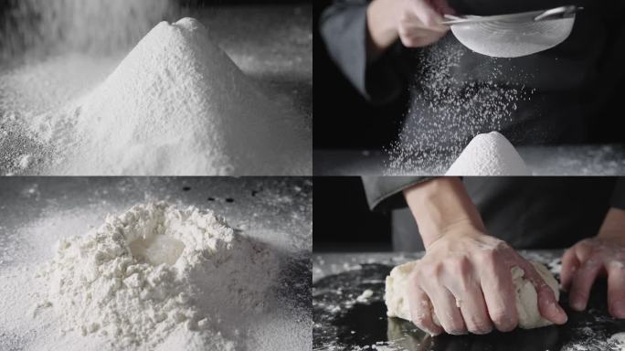 超清升格面粉食品揉面团制作广告视频素材